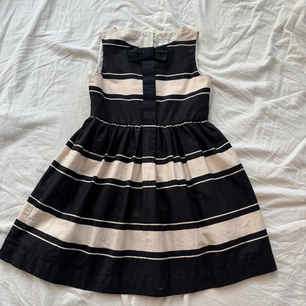 Crewcuts Black and Cream Pleated A-Line Dress